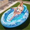 SLOOSH Inflatable Tanning Pool Lounger Float, 70″ x 46″ Pool Floats Adult with Pillow, 4 in 1 Suntan Tub Raft Floatie,Sunbathing Bed Lounge for Water Blow Up Ball Pit Party Gifts,Navyblue Stripe(Blue)