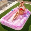 SLOOSH Inflatable Tanning Pool Lounger Float, 85″ x 57″ Extra Large Pool Floats Adult with Pillow, 4 in 1 Suntan Tub Raft Floatie,Sunbathing Bed Lounge for Water Blow Up Ball Pit Party Gifts, XL-Blue(Blushing Pink)