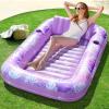 SLOOSH Inflatable Tanning Pool Lounger Float, 85″ x 57″ Extra Large Pool Floats Adult with Pillow, 4 in 1 Suntan Tub Raft Floatie,Sunbathing Bed Lounge for Water Blow Up Ball Pit Party Gifts, XL-Blue(Purple)