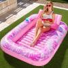 SLOOSH Inflatable Tanning Pool Lounger Float, 85″ x 57″ Extra Large Pool Floats Adult with Pillow, 4 in 1 Suntan Tub Raft Floatie,Sunbathing Bed Lounge for Water Blow Up Ball Pit Party Gifts, XL-Blue(Hot Pink)
