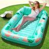 SLOOSH Inflatable Tanning Pool Lounger Float, 85″ x 57″ Extra Large Pool Floats Adult with Pillow, 4 in 1 Suntan Tub Raft Floatie,Sunbathing Bed Lounge for Water Blow Up Ball Pit Party Gifts, XL-Blue(Aqua Blue)