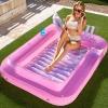 SLOOSH Inflatable Tanning Pool Lounger Float, 85″ x 57″ Extra Large Pool Floats Adult with Pillow, 4 in 1 Suntan Tub Raft Floatie,Sunbathing Bed Lounge for Water Blow Up Ball Pit, XL-Golden White(Pink White)