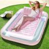 SLOOSH Inflatable Tanning Pool Lounger Float, 85″ x 57″ Extra Large Pool Floats Adult with Pillow, 4 in 1 Suntan Tub Raft Floatie,Sunbathing Bed Lounge for Water Blow Up Ball Pit, XL-Golden White(Cyan Pink)