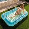 SLOOSH Inflatable Tanning Pool Lounger Float, 85″ x 57″ Extra Large Pool Floats Adult with Pillow, 4 in 1 Suntan Tub Raft Floatie,Sunbathing Bed Lounge for Water Blow Up Ball Pit, XL-Golden White(Blue Green)