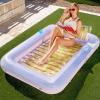 SLOOSH Inflatable Tanning Pool Lounger Float, 85″ x 57″ Extra Large Pool Floats Adult with Pillow, 4 in 1 Suntan Tub Raft Floatie,Sunbathing Bed Lounge for Water Blow Up Ball Pit, XL-Golden White(Golden White)