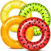 Sloosh 4 Pack Inflatable Pool Floats, Pool Tube Rings, Swim Tubes, Floaties Toys, Beach Swimming Party Toys for Kids and Adults(Fruit)