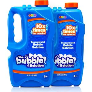 JOYIN 2 Bottles Bubbles Refill Solutions 64 oz (up to 5 Gallon), Concentrated Solution for Bubble Machine, Gun, Wand Refill Fluid Summer, Easter Toys (Red+Purple)(Blue)