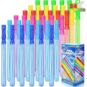 JOYIN 24 Pack 14.6’’ Big Bubble Wands Bulk (2 Dozen) for Summer Toy, Outdoor/Indoor Activity Use, Easter, Bubbles Party Favors Supplies for Kids(Classic)