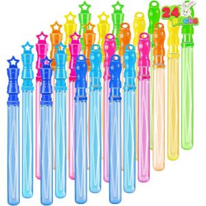 JOYIN 24 Pack 14.6’’ Big Bubble Wands Bulk (2 Dozen) for Summer Toy, Outdoor/Indoor Activity Use, Easter, Bubbles Party Favors Supplies for Kids(Star+Circle)