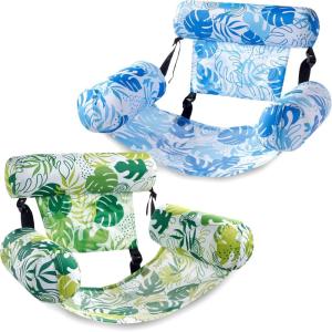 SLOOSH Inflatable Pool Floats Adult,2 Packs Floating Lounge Chairs,Blow up Pool Noodles for Adult Heavy Duty,Floating Chair for Party Summer Water Beach Lake Fun(Summer Leaves)