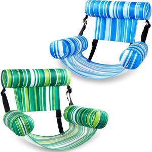 SLOOSH Inflatable Pool Floats Adult,2 Packs Floating Lounge Chairs,Blow up Pool Noodles for Adult Heavy Duty,Floating Chair for Party Summer Water Beach Lake Fun(Stripe)