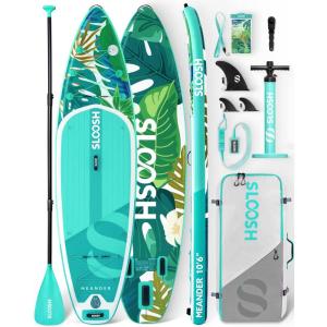 SLOOSH Inflatable Stand Up Paddle Board, 10’6″ Inflatable Paddle Boards with Premium Accessories, Non-Slip EVA Deck, Ultra-Light Carry Bag Pump, Meander SUP for Youth & Adults(Tropical Emerald)
