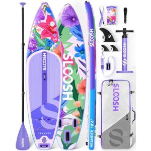 SLOOSH Inflatable Stand Up Paddle Board, 10’6″ Inflatable Paddle Boards with Premium Accessories, Non-Slip EVA Deck, Ultra-Light Carry Bag Pump, Meander SUP for Youth & Adults(Tropical Twilight)