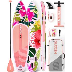 SLOOSH Inflatable Stand Up Paddle Board, 10’6″ Inflatable Paddle Boards with Premium Accessories, Non-Slip EVA Deck, Ultra-Light Carry Bag Pump, Meander SUP for Youth & Adults(Tropical Sunrise)