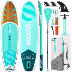 SLOOSH Inflatable Stand Up Paddle Board, 10’6″ Paddle Boards with Premium Accessories, Non-Slip EVA Deck, Ultra-Light Carry Bag Pump, Ripple SUP for Youth & Adults of All Skill Levels(Aqua Breeze)