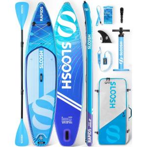 SLOOSH Inflatable Stand Up Paddle Board, 11’6″ Inflatable Paddle Boards with Premium Accessories, Non-Slip EVA Deck, Ultra-Light Carry Bag Pump, Rapids SUP for Youth & Adults(Arctic Drift)