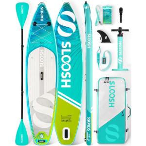 SLOOSH Inflatable Stand Up Paddle Board, 11’6″ Inflatable Paddle Boards with Premium Accessories, Non-Slip EVA Deck, Ultra-Light Carry Bag Pump, Rapids SUP for Youth & Adults(Aqua Surge)