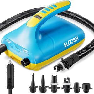 Sloosh Electric Paddle Board Pump, 20 PSI High-Pressure Dual-Stage Inflation SUP Air Pump with Auto-Off Function, 12V DC Car Connector for Inflatable Paddle Boards, Kayaks, Boats, and Air Mattresses
