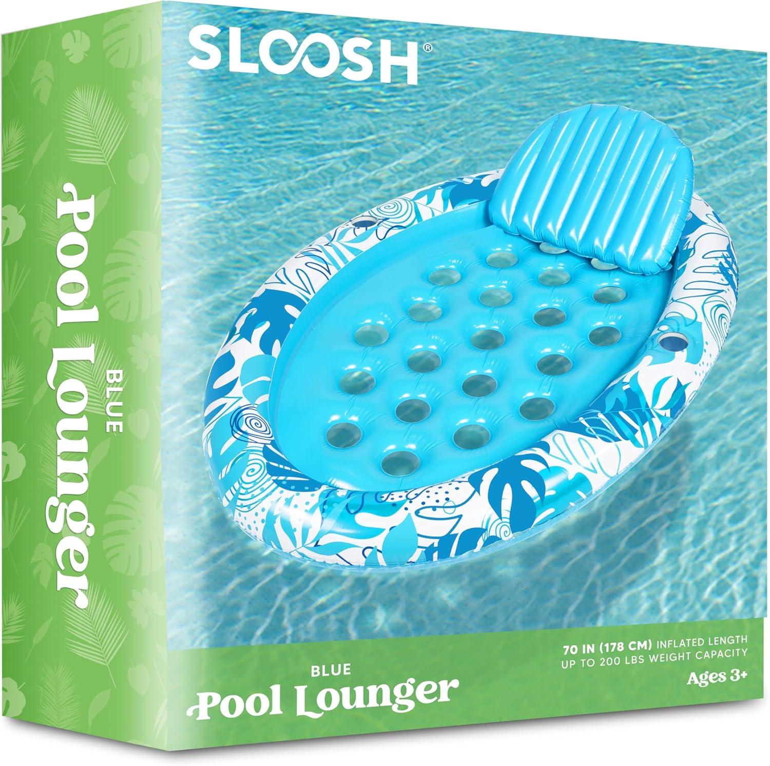 imageInflatable Tanning Pool Floats Adult Sloosh Oval Tanning Float Lounger for Adults Raft Sunbathing Lounge Cool Water Party Toys Lake Beach Swimming Pool Sun Tan Tube with Backrest Cup Holders BlueBlue