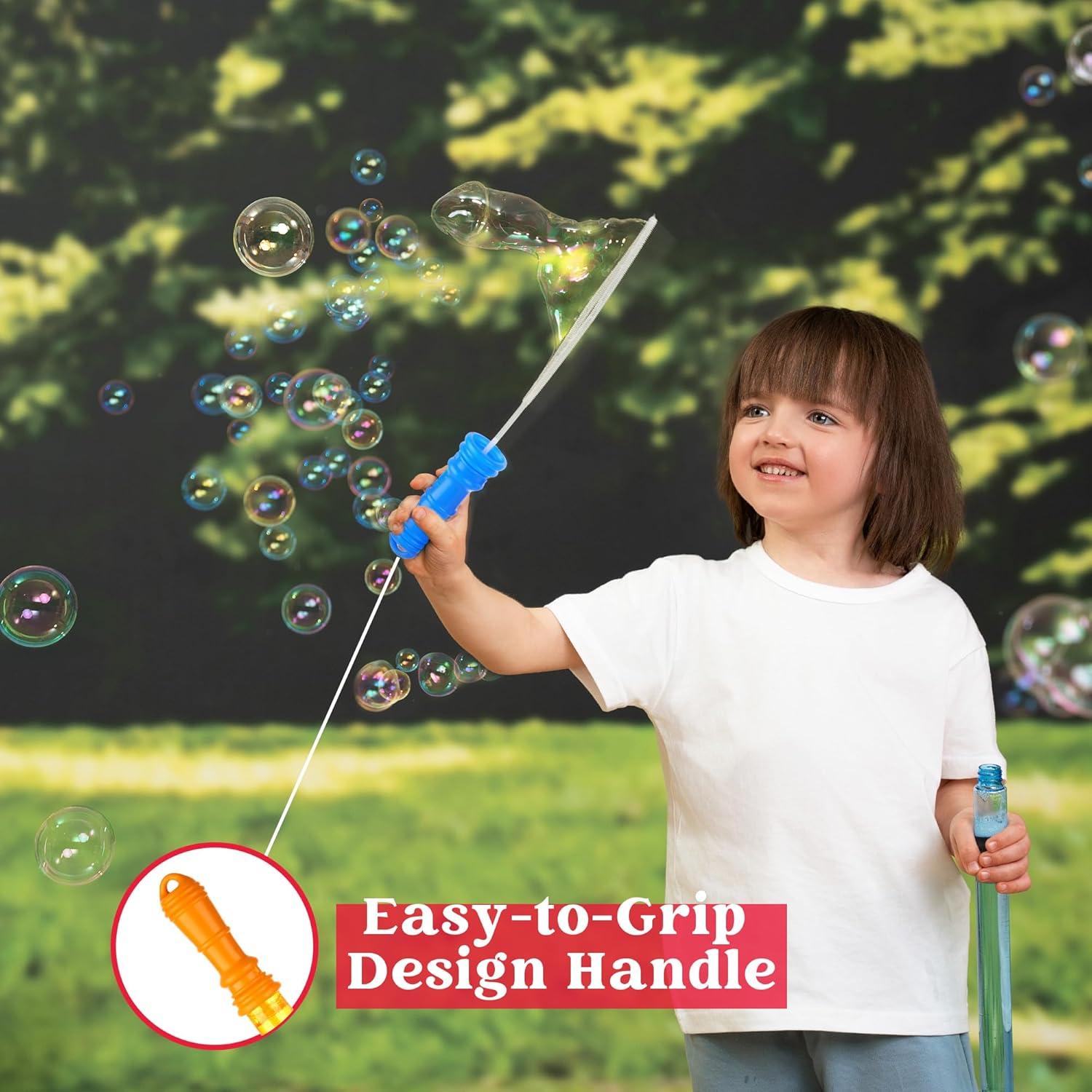 imageJOYIN 12 Packs 17 Giant Bubble Wands for Kids Toddlers Bubble Wand Bulk with 12 PCS Solution for Party Favors Summer Outdoors Toys Easter Basket Stuffers Birthday Gift