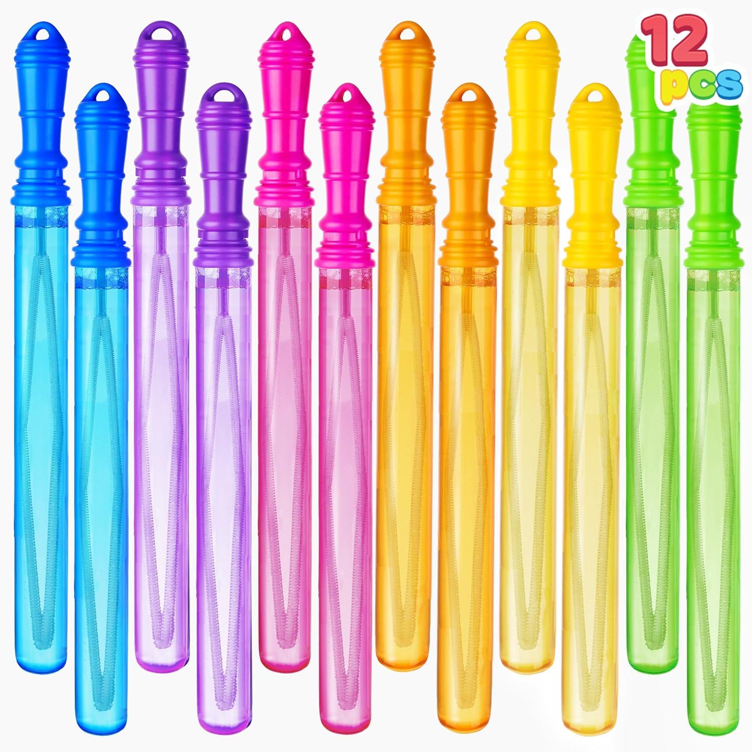 imageJOYIN 12 Packs 17 Giant Bubble Wands for Kids Toddlers Bubble Wand Bulk with 12 PCS Solution for Party Favors Summer Outdoors Toys Easter Basket Stuffers Birthday Gift