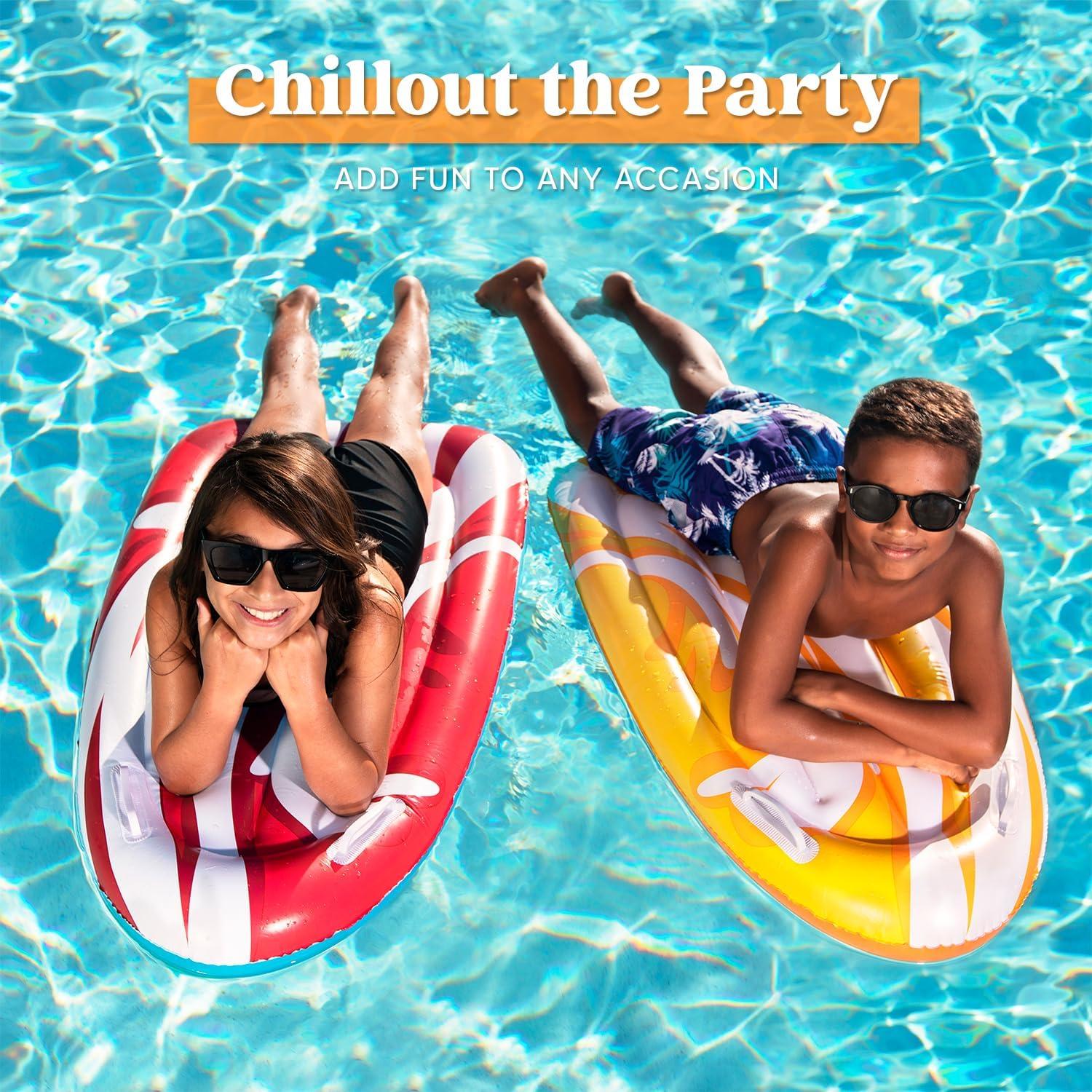 imageJOYIN 2 Pack Inflatable Body Boards for Water Slides Swimming Pool Floating Learn to Swim Summer Water Fun Toy for KidsRed Yellow