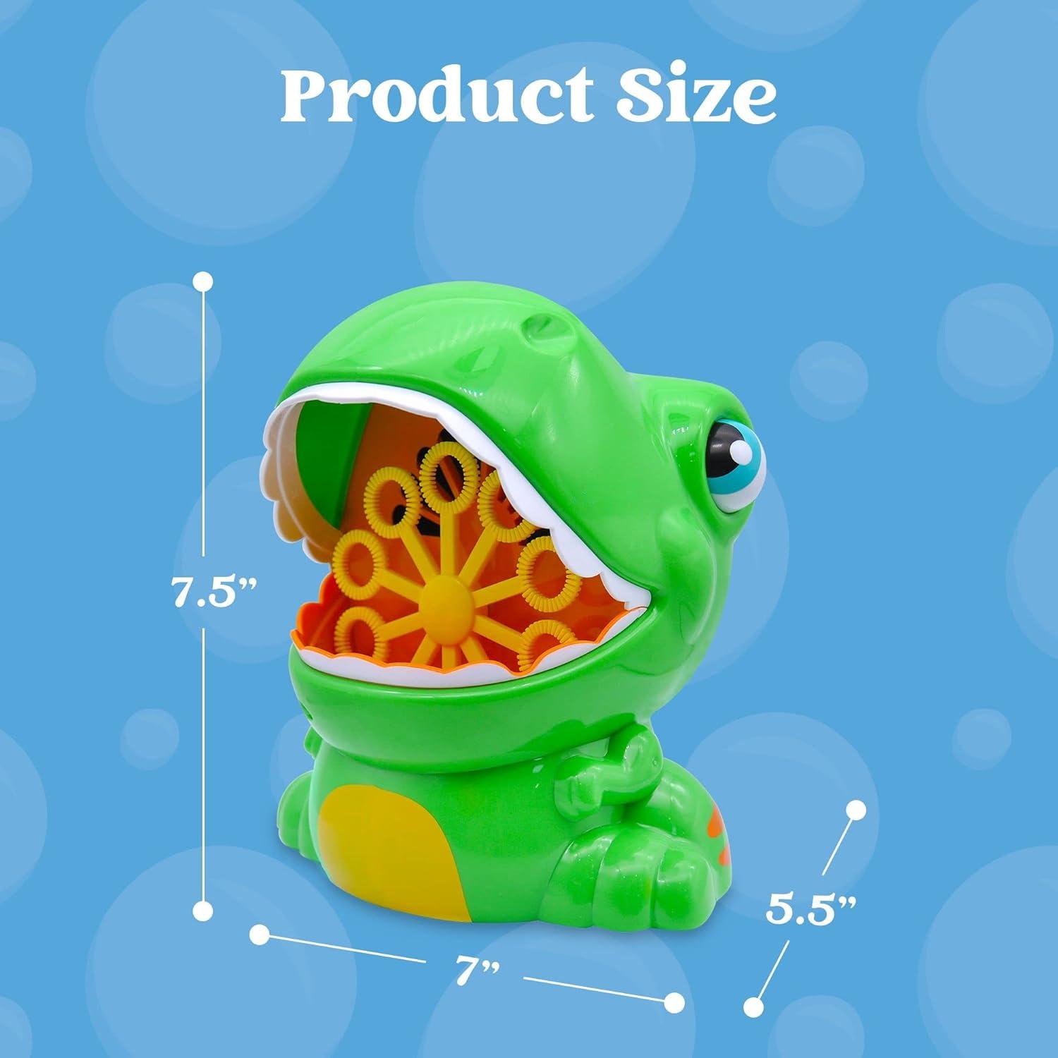 imageJOYIN Dinosaur Bubble Machine Bubble Machine Gun Blower with Solutions for Kids Summer Outdoor Indoor Toy Dinosaur Party Favor Kids Birthday Gift GreenGreen
