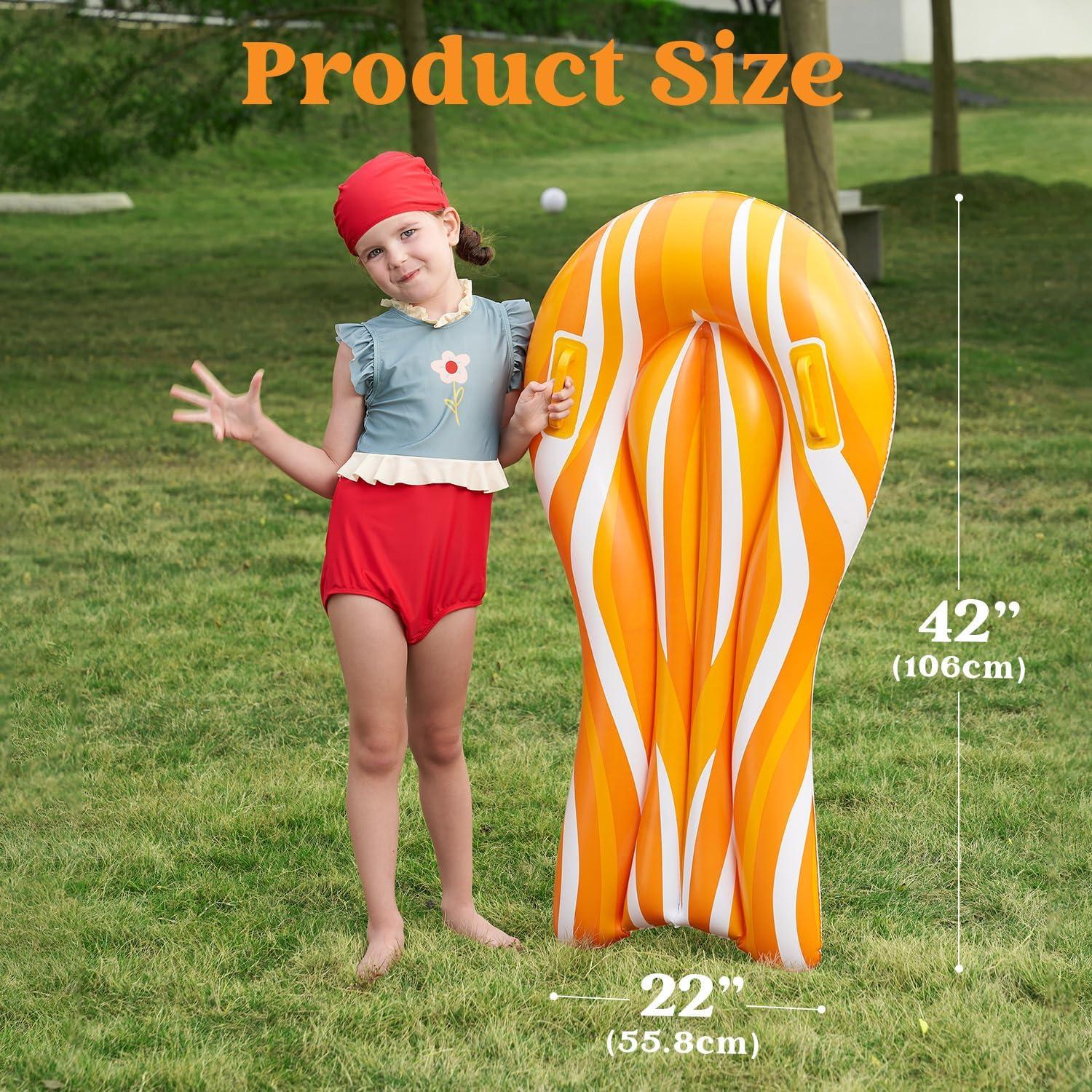 imageSLOOSH 2 Pack Inflatable Body Boards for Water Slides Surfing Board Pool Floats Swimming Pool Floating Boards Learn to Swim Summer Water Fun Toy for Kids and Toddlers Red and Orange