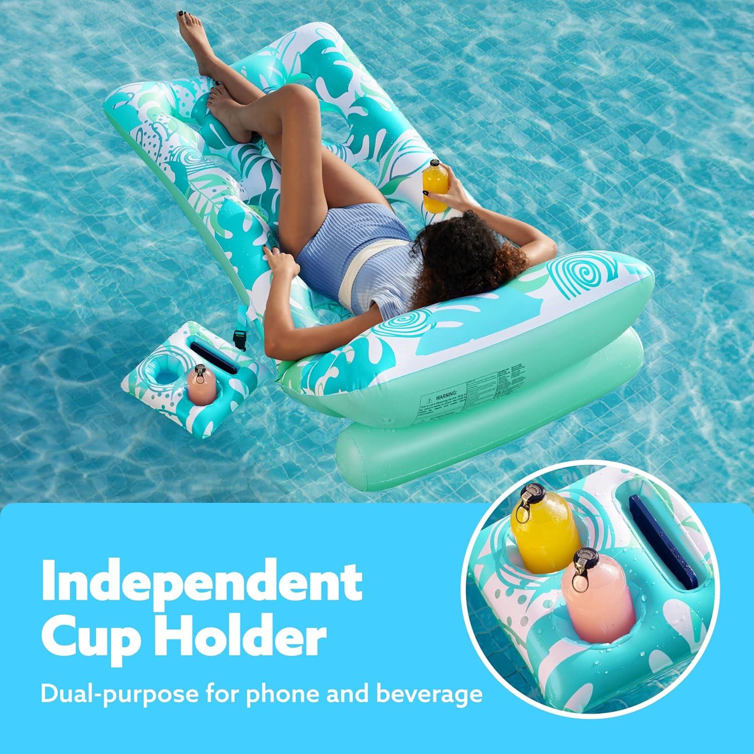 SLOOSH Adjustable Backrest Pool Floats – Tropical Leaves Pool Lounger ...