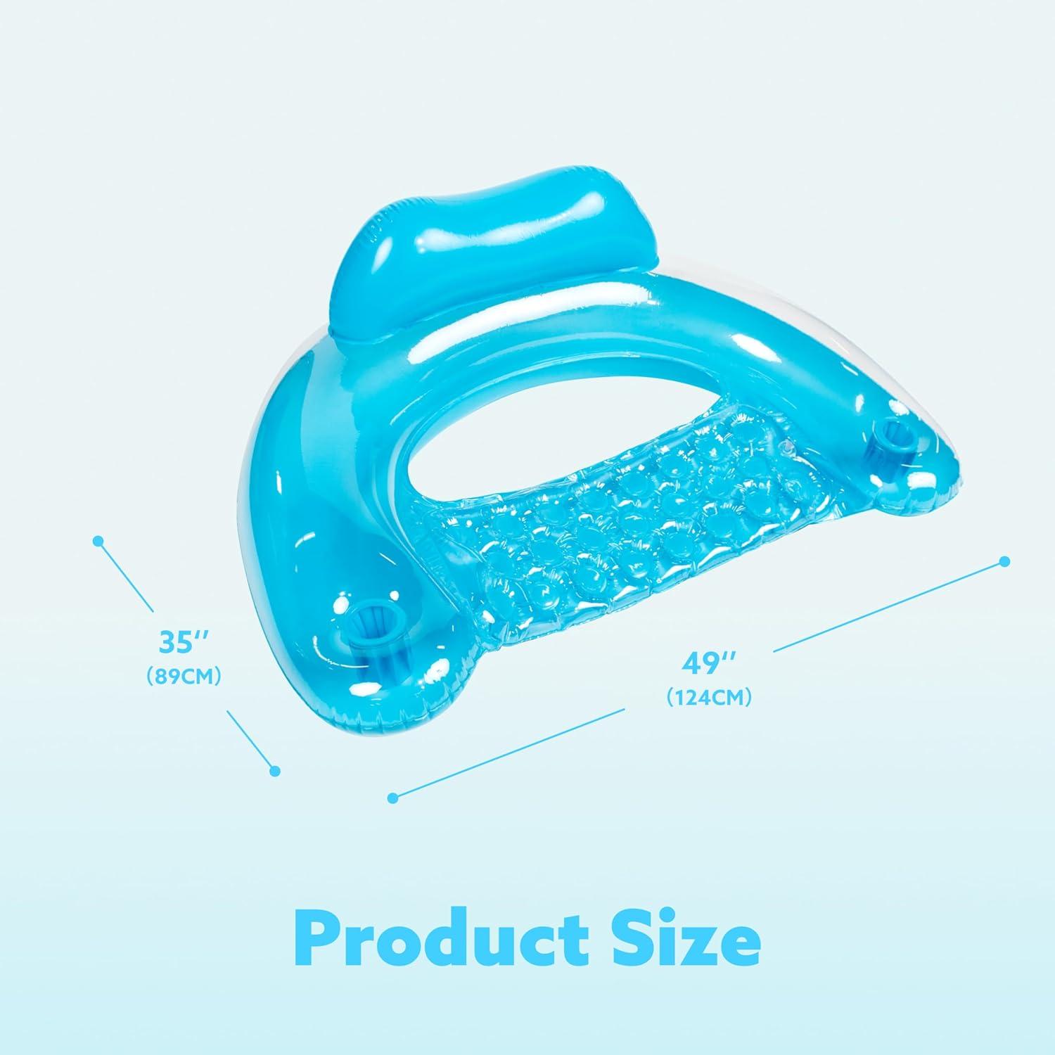 imageSLOOSH Inflatable Pool Floats Adult2 Pack Pool Chairs with Cup HoldersBlow up Floats ChairHammock Noodle Mat for Relaxing Summer Water Fun Swimming Party BeachPure Blue Green