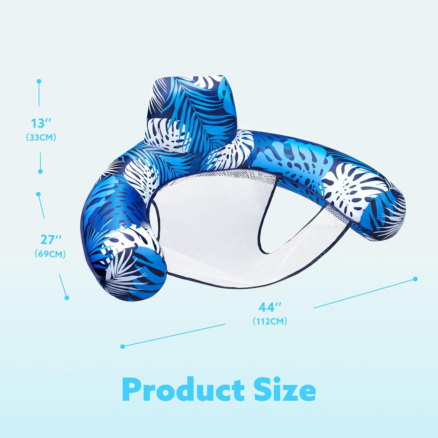 imageSLOOSH Inflatable Pool Floats AdultLounge Chair Adult with Plant PatternFloating Water HammockBlow up Pool Noodles Rafts for Relaxing Swimming Party Summer Water Beach Lake FunBlue