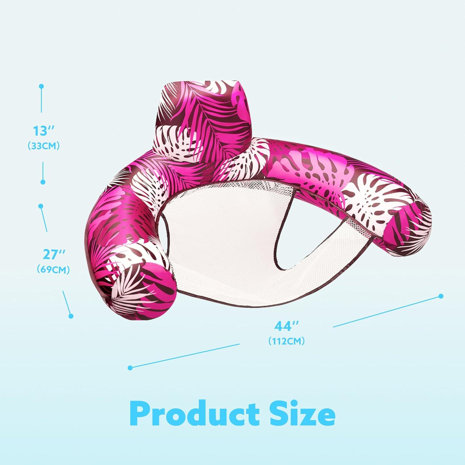 imageSLOOSH Inflatable Pool Floats AdultLounge Chair Adult with Plant PatternFloating Water HammockBlow up Pool Noodles Rafts for Relaxing Swimming Party Summer Water Beach Lake FunPink