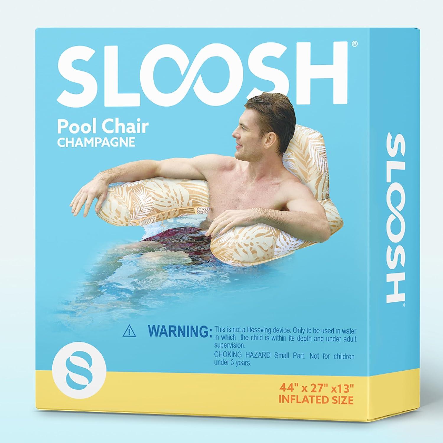 imageSLOOSH Inflatable Pool Floats AdultLounge Chair Adult with Plant PatternFloating Water HammockBlow up Pool Noodles Rafts for Relaxing Swimming Party Summer Water Beach Lake FunChampagne