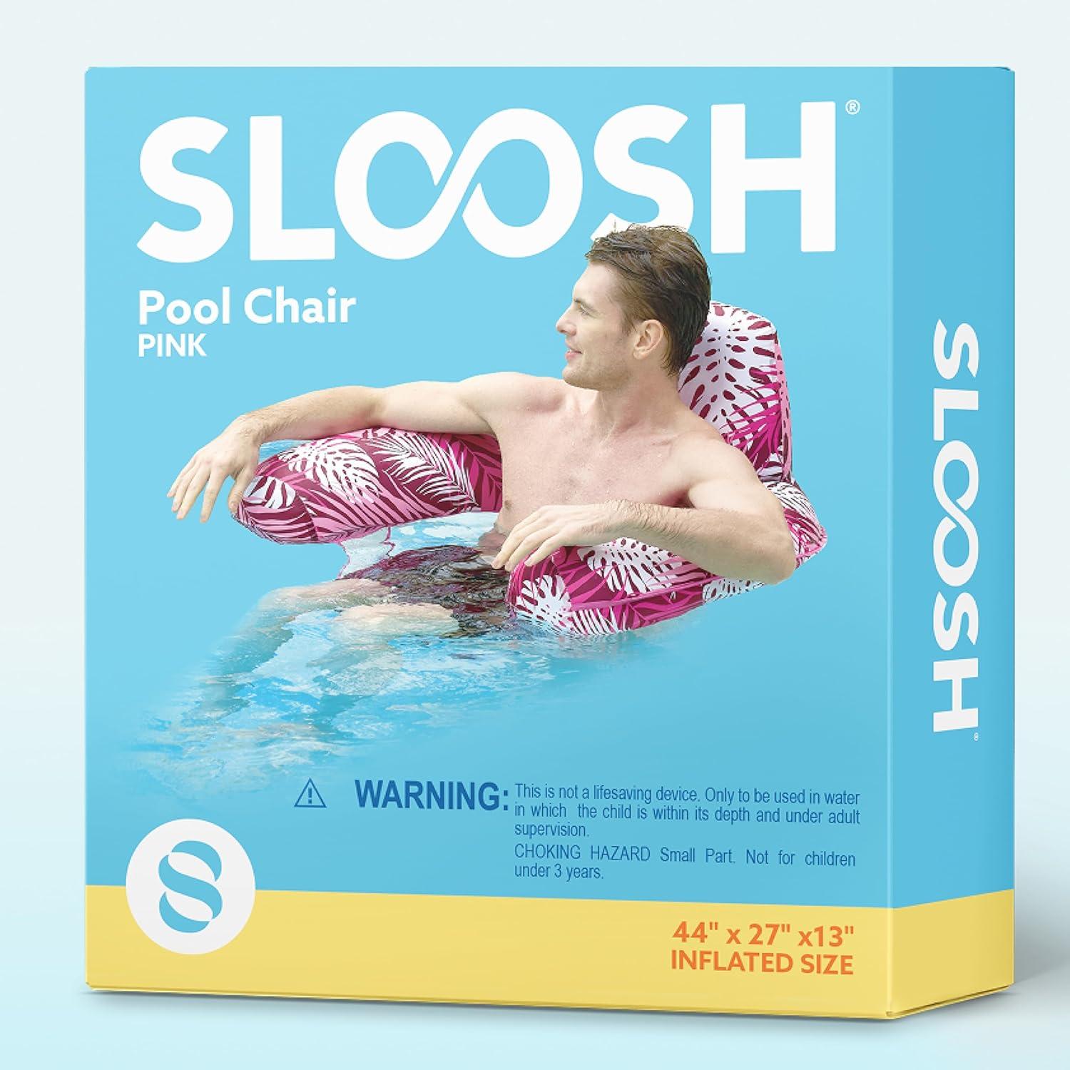 imageSLOOSH Inflatable Pool Floats AdultLounge Chair Adult with Plant PatternFloating Water HammockBlow up Pool Noodles Rafts for Relaxing Swimming Party Summer Water Beach Lake FunPink