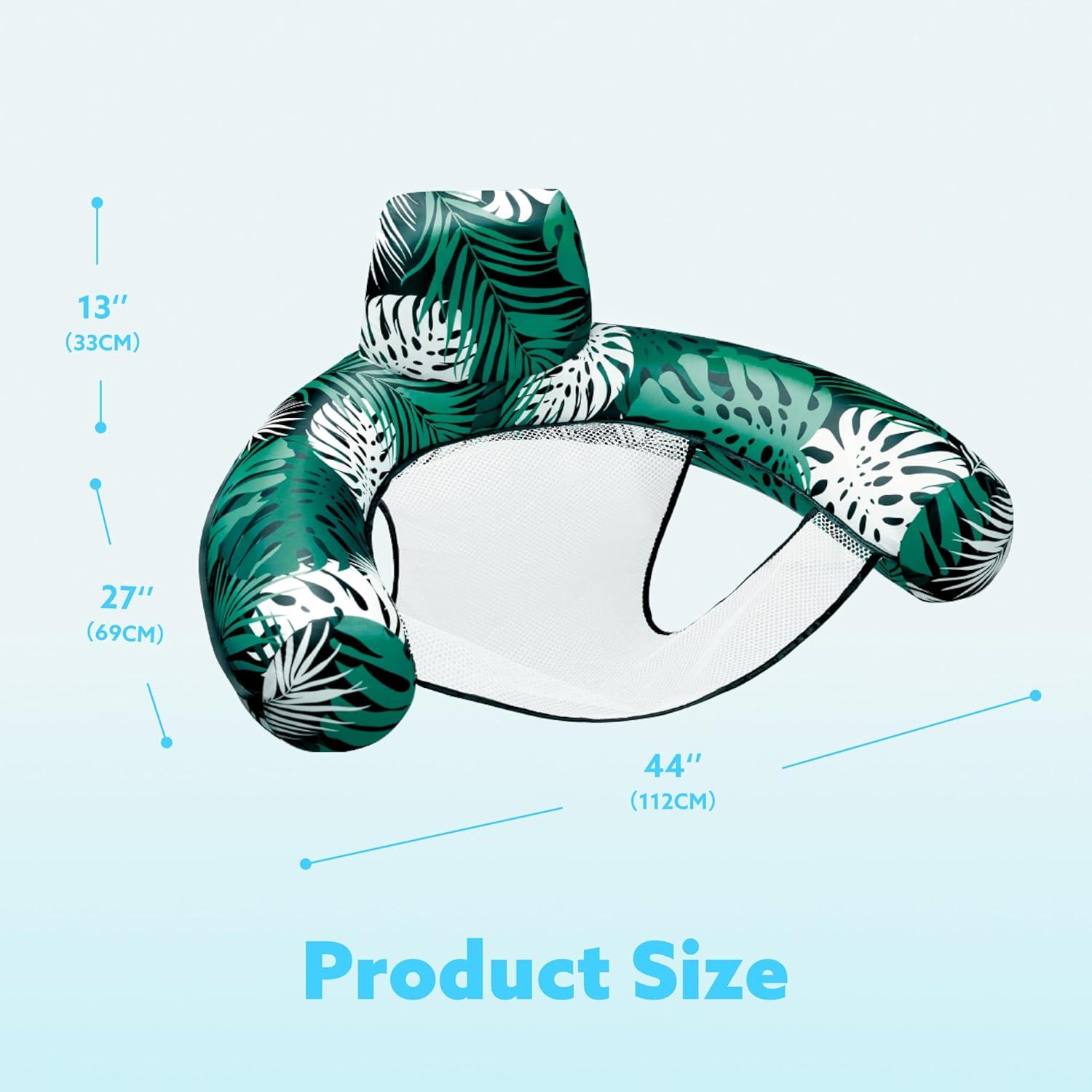 imageSLOOSH Inflatable Pool Floats AdultLounge Chair Adult with Plant PatternFloating Water HammockBlow up Pool Noodles Rafts for Relaxing Swimming Party Summer Water Beach Lake FunGreen