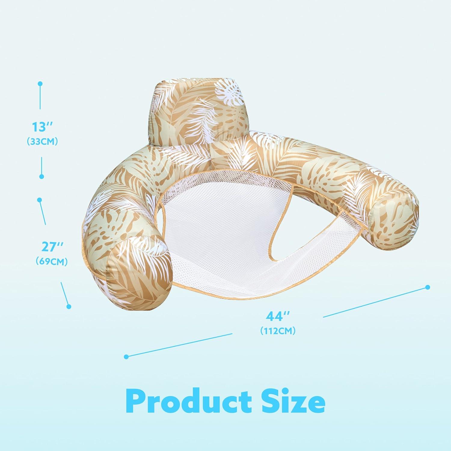 imageSLOOSH Inflatable Pool Floats AdultLounge Chair Adult with Plant PatternFloating Water HammockBlow up Pool Noodles Rafts for Relaxing Swimming Party Summer Water Beach Lake FunChampagne