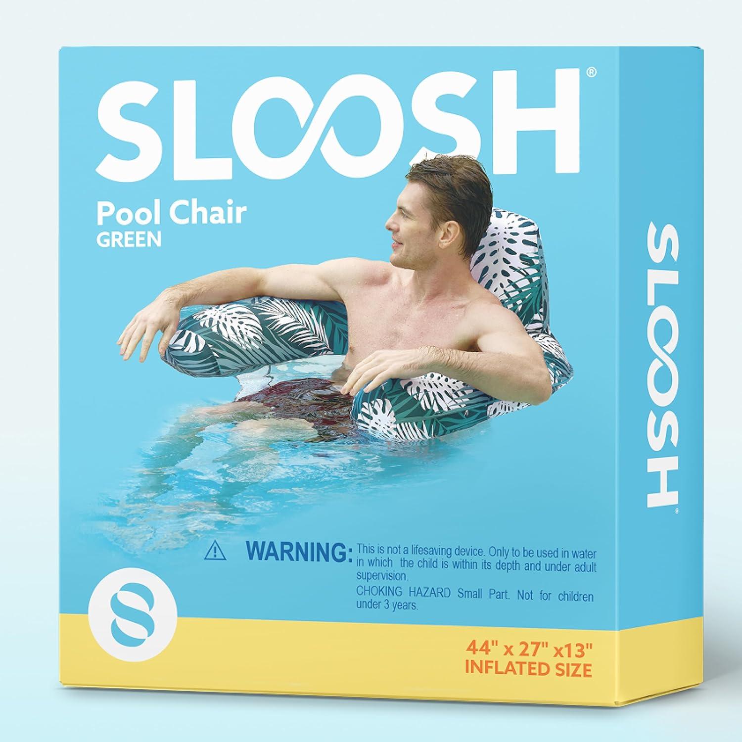 imageSLOOSH Inflatable Pool Floats AdultLounge Chair Adult with Plant PatternFloating Water HammockBlow up Pool Noodles Rafts for Relaxing Swimming Party Summer Water Beach Lake FunGreen