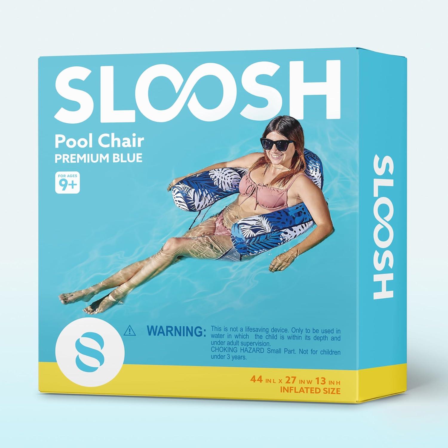 imageSLOOSH Inflatable Pool Floats AdultLounge Chair Adult with Plant PatternFloating Water HammockBlow up Pool Noodles Rafts for Relaxing Swimming Party Summer Water Beach Lake FunBlue
