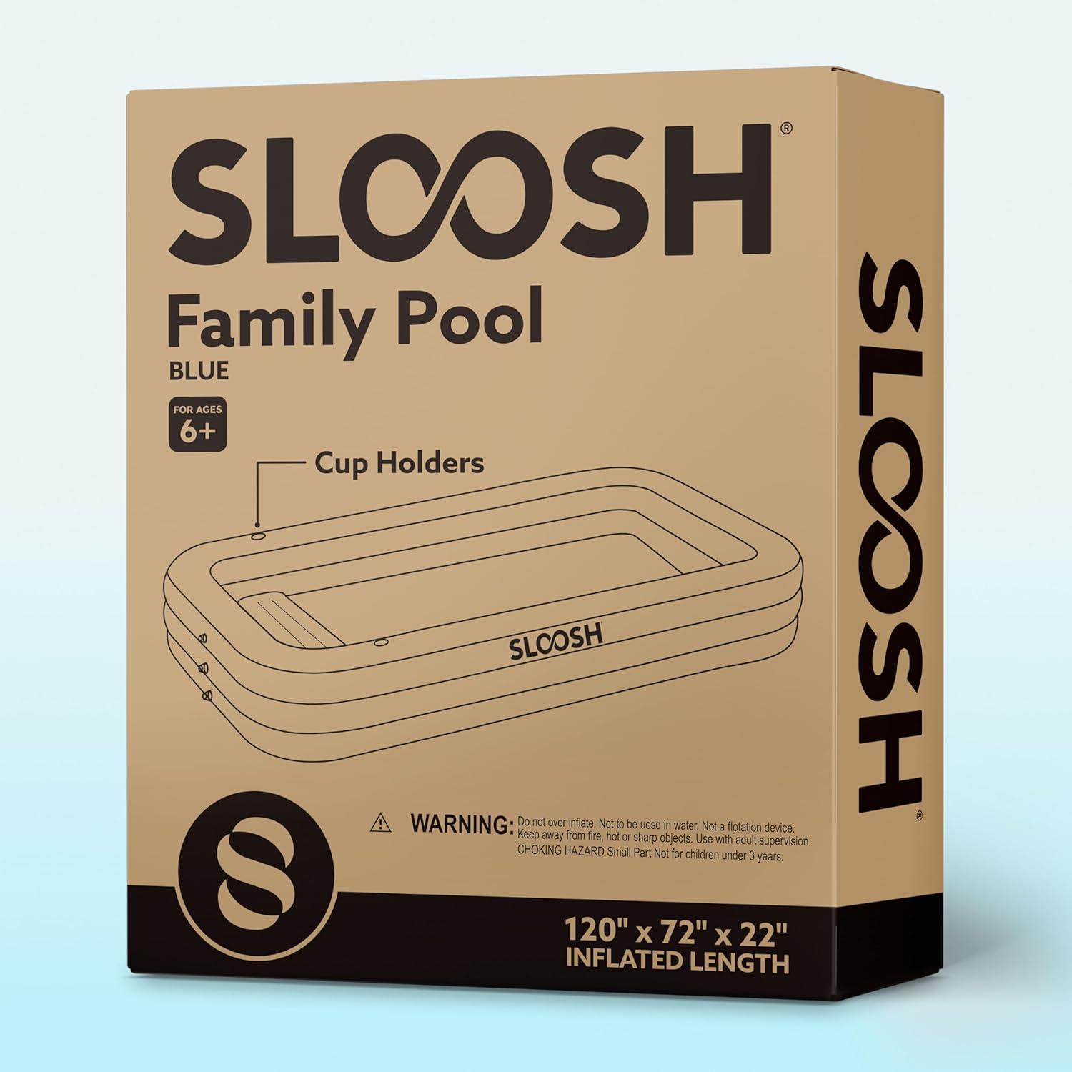 imageSLOOSH Inflatable Pool for Adults with Seats 120 x 72 x 22 FullSized Blow Up Durable Thickened Above Ground Family Pool Large Swimming Pools for Backyard Garden Lawn Summer Water Party BlueBlue