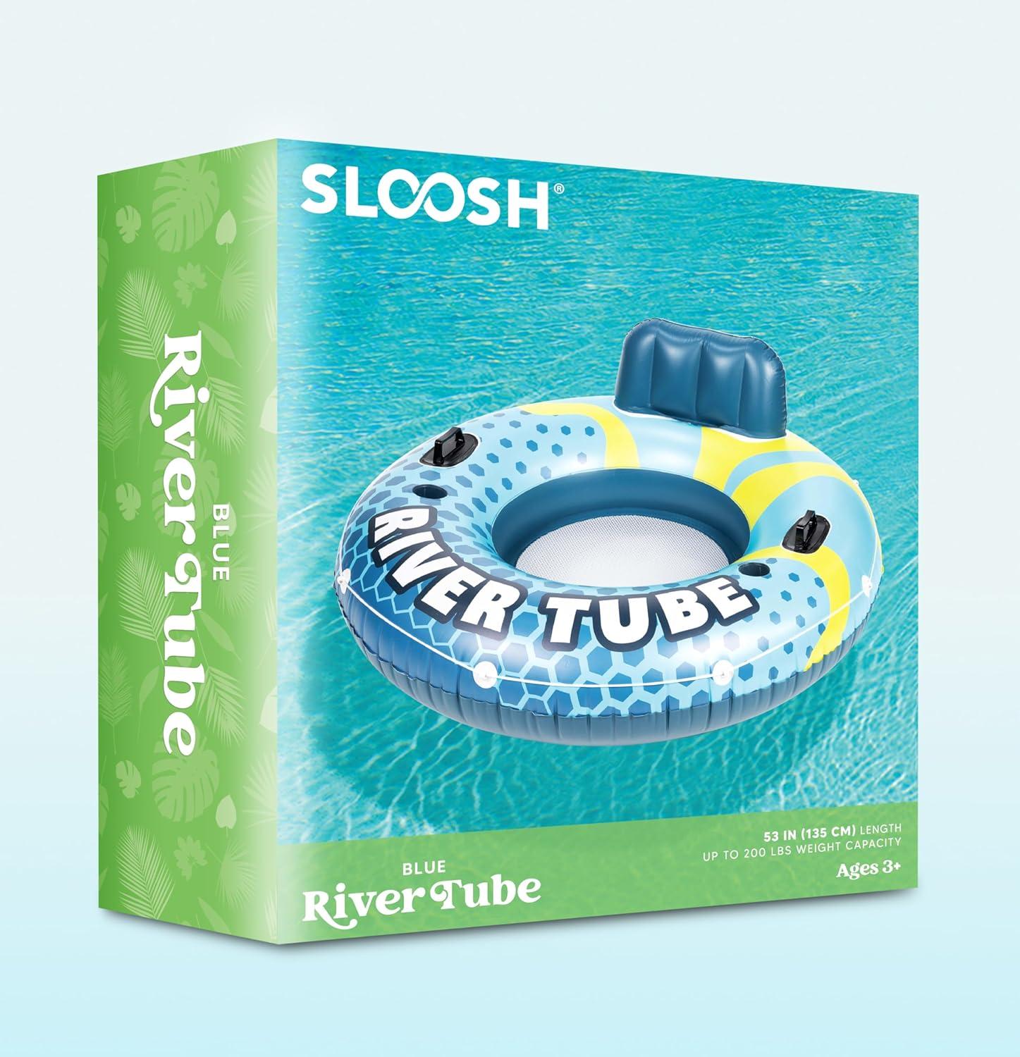 imageSLOOSH Inflatable River Tubes Float Heavy Duty Pool Tube Floats for Adults FloatingBlue