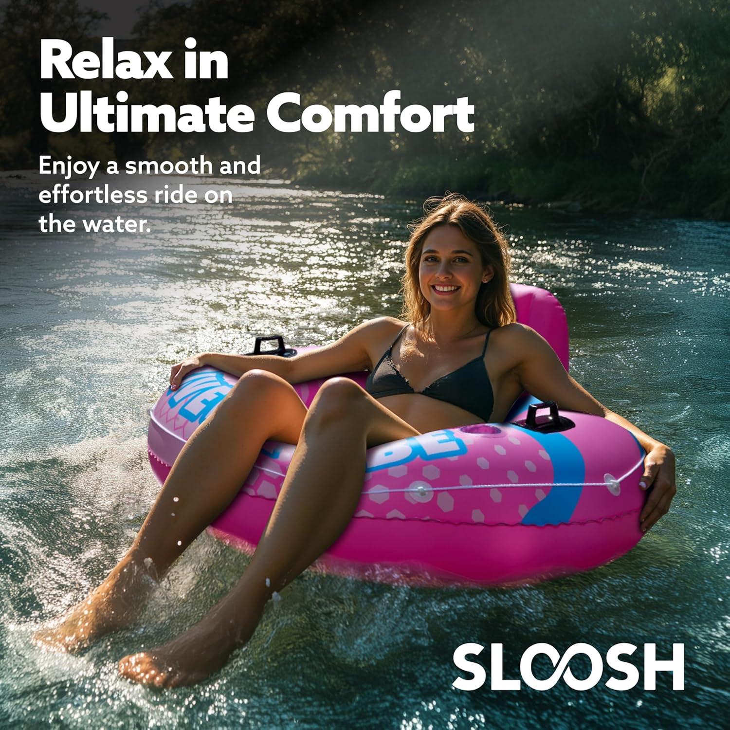 imageSLOOSH Inflatable River Tubes Float Heavy Duty Pool Tube Floats for Adults FloatingPink