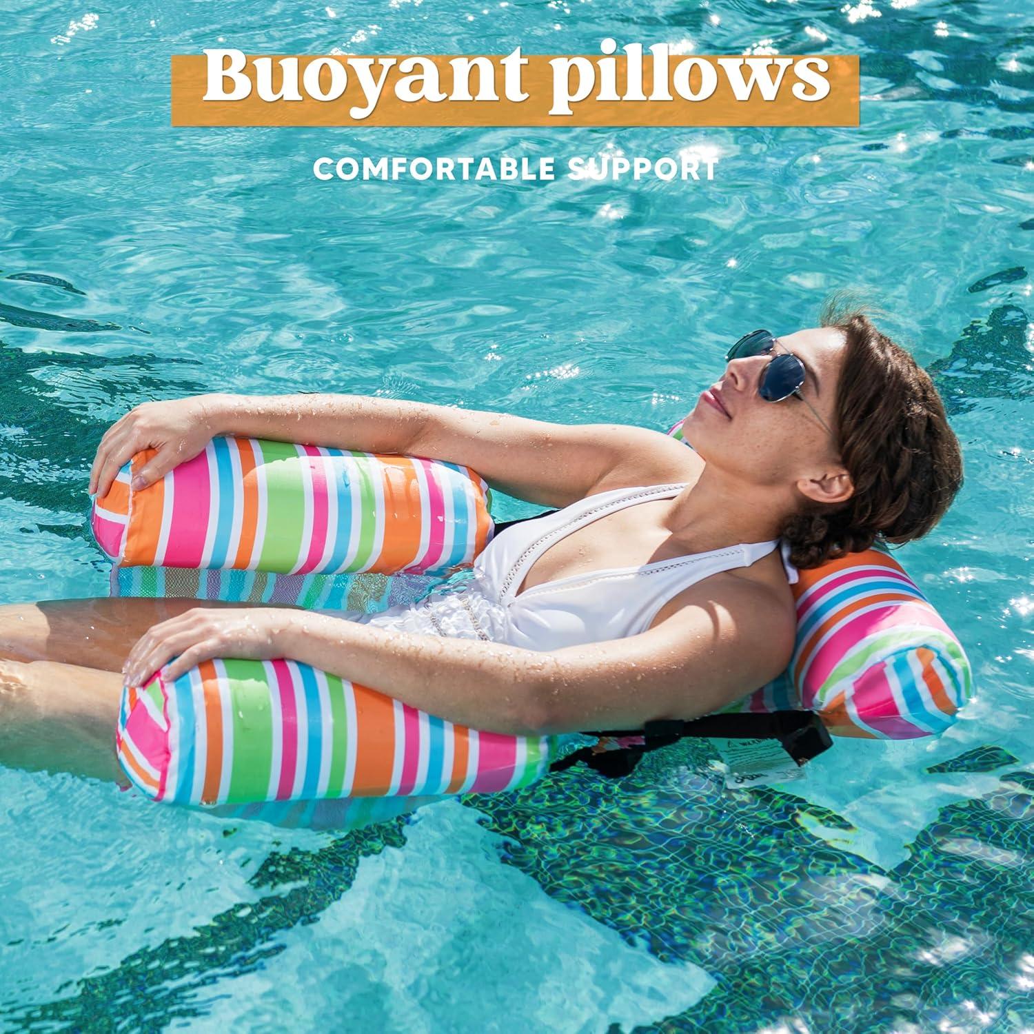 imageSLOOSH Pool Floats Chairs Adult 3 Packs Inflatable Lounge ChairsBlow up Pool Noodles Floats for AdultsWater Floating for Beach Party Summer Water FunStripe