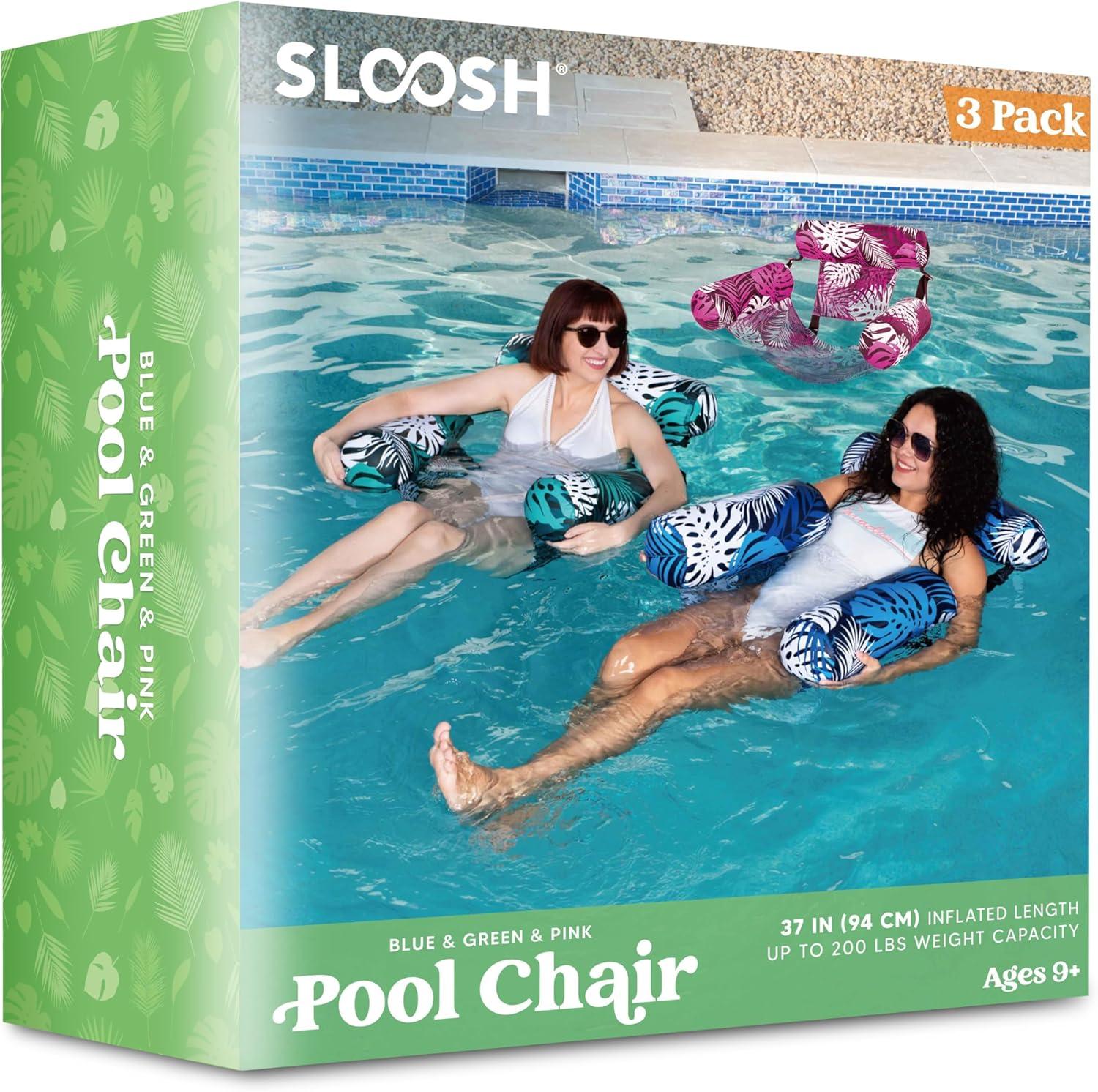 imageSLOOSH Pool Floats Chairs Adult 3 Packs Inflatable Lounge ChairsBlow up Pool Noodles Floats for AdultsWater Floating for Beach Party Summer Water FunTropical Leaves