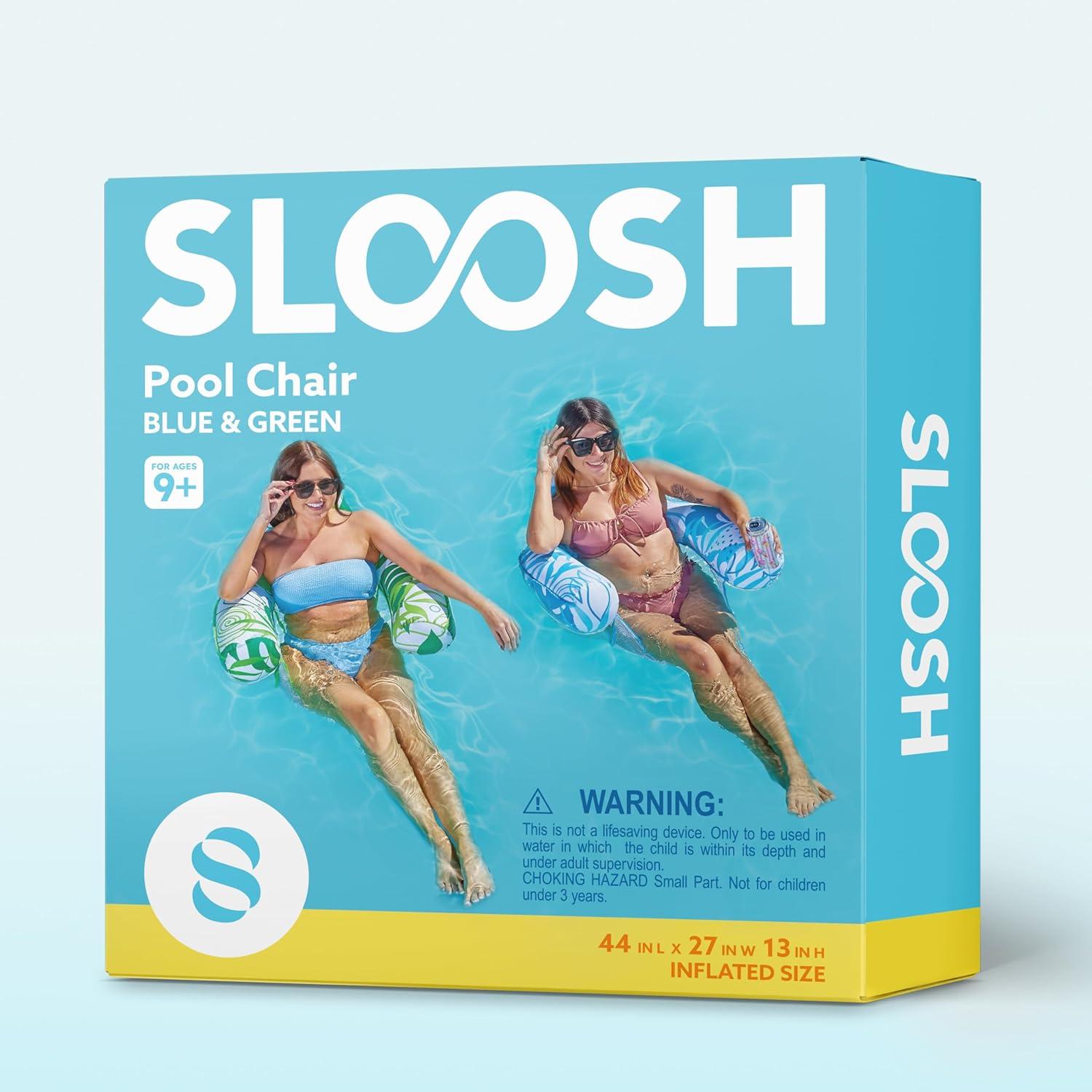 imageSLOOSH Pool Floats Chairs Adult2 Pack Floating Water Hammock ChairInflatable Lounge with headrest for AdultsBlow up Pool Noodles Floats for Swimming Party Summer Water Fun