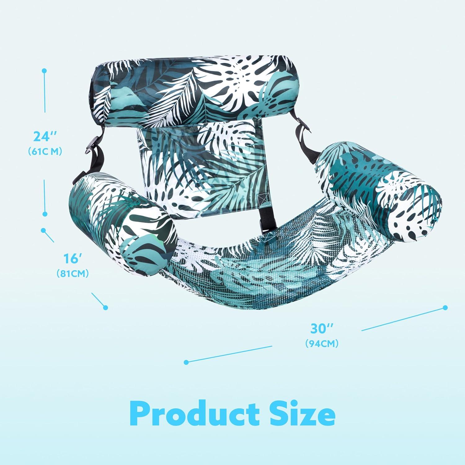 imageSLOOSH Pool Floats Chairs AdultInflatable Pool LoungePlant Pattern Floating Mat HammockBlow up Water Chairs Noodles rafts for Party Summer Water Beach FunGreen leaves