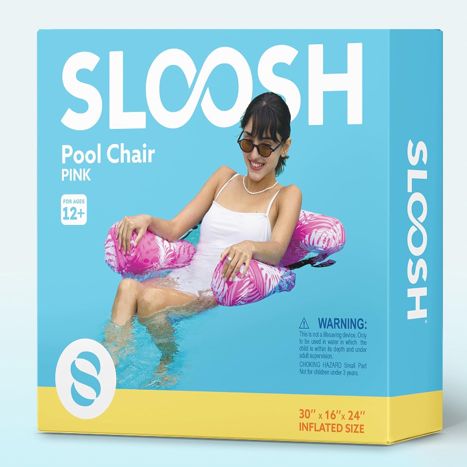 imageSLOOSH Pool Floats Chairs AdultInflatable Pool LoungePlant Pattern Floating Mat HammockBlow up Water Chairs Noodles rafts for Party Summer Water Beach FunPink leaves