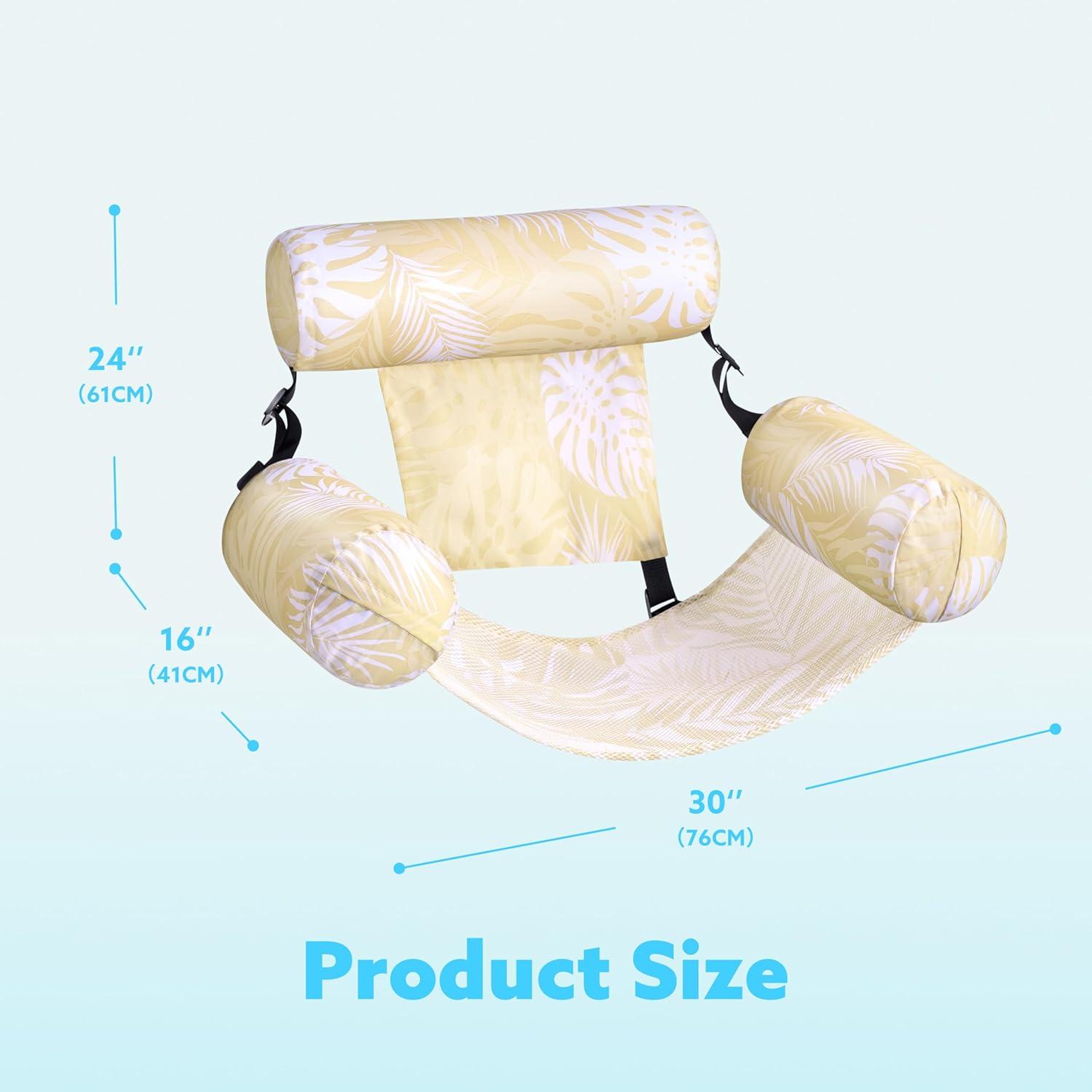 imageSLOOSH Pool Floats Chairs AdultInflatable Pool LoungePlant Pattern Floating Mat HammockBlow up Water Chairs Noodles rafts for Party Summer Water Beach FunChampagne leaves