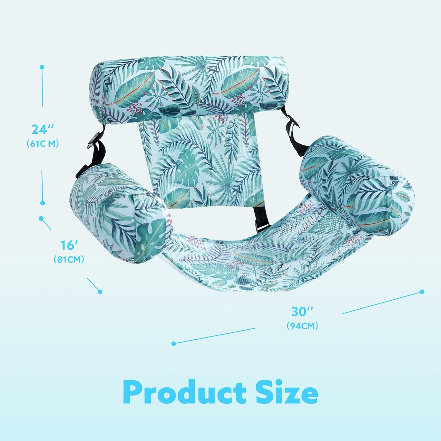 imageSLOOSH Pool Floats Chairs AdultInflatable Pool LoungePlant Pattern Floating Mat HammockBlow up Water Chairs Noodles rafts for Party Summer Water Beach FunTropical leaves