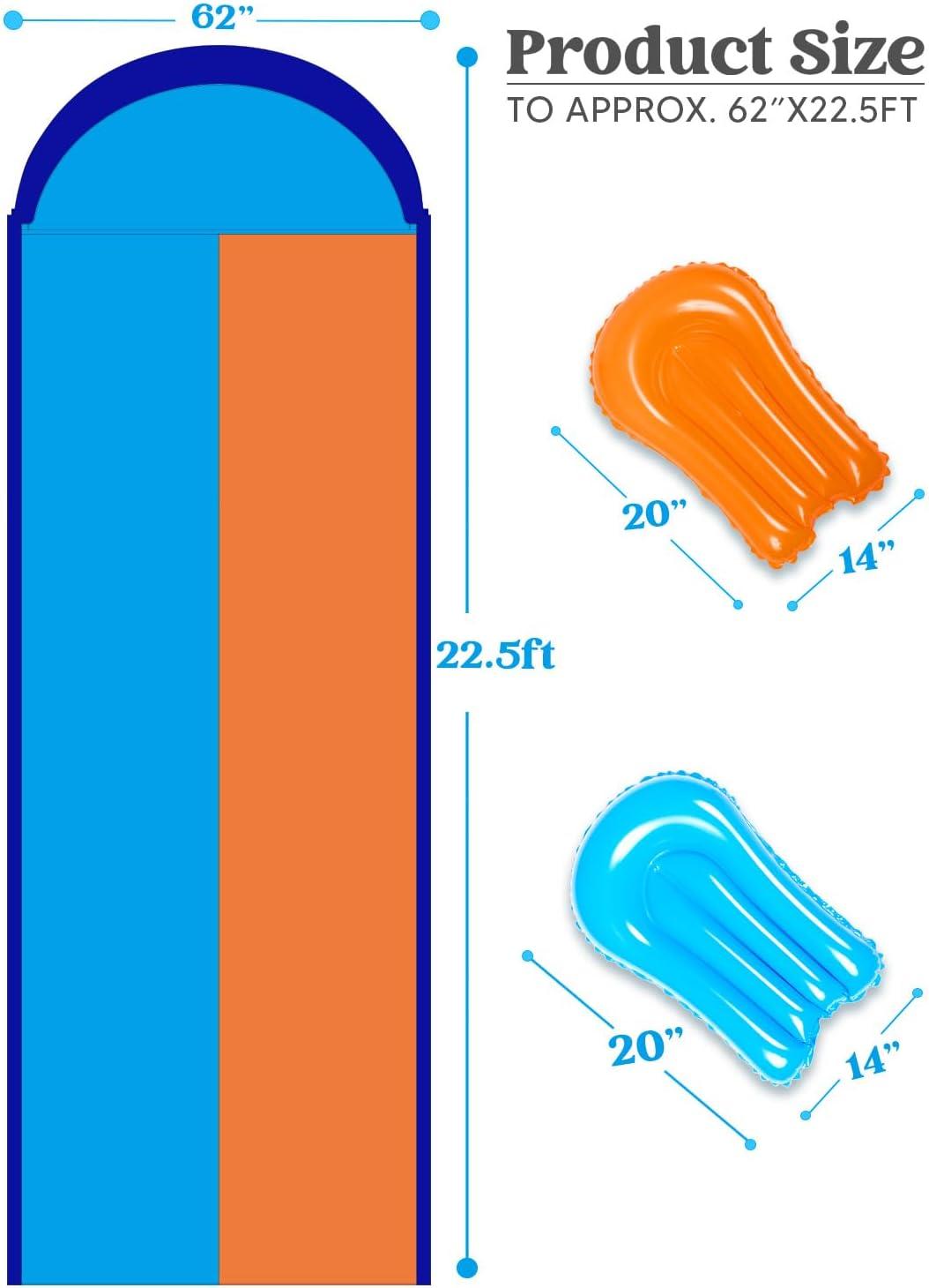 imageSloosh 225FT Double Water Slides Heavy Duty Lawn Slide with Sprinkler and 2 Inflatable Boards Backyard Yard Lawn Summer Outdoor Water Toy for Kids Adults225FT