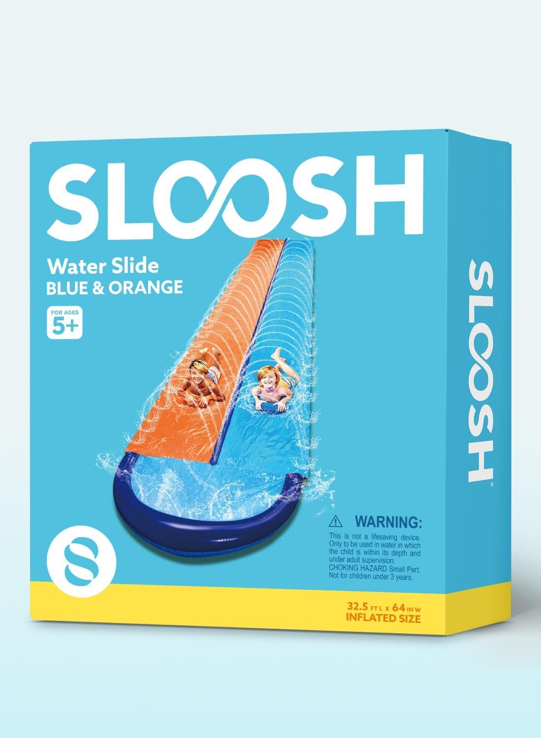 imageSloosh 225FT Double Water Slides Heavy Duty Lawn Slide with Sprinkler and 2 Inflatable Boards Backyard Yard Lawn Summer Outdoor Water Toy for Kids Adults325FT